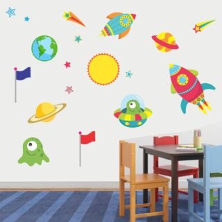 space planets stars wall stickers