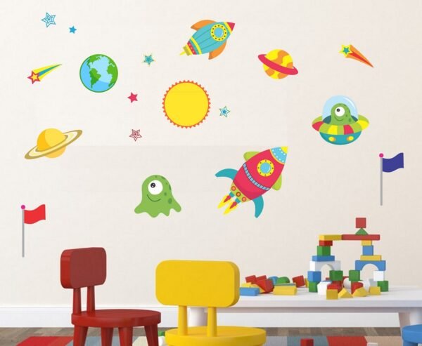 space planets stars wall stickers