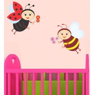 Cute Honey Bees & Flowers Wall Sticker