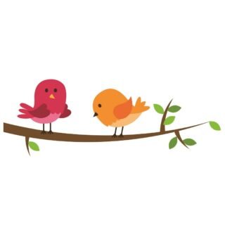Beautiful Birds on Tree Branch Wall Sticker