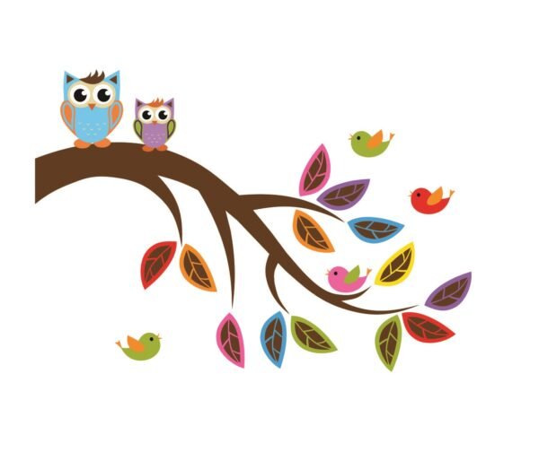 Owl on tree wall stickers