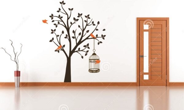 Tree Birds Cage wall sticker