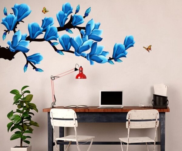 Artistic Flowers Branch Butterflies wall sticker