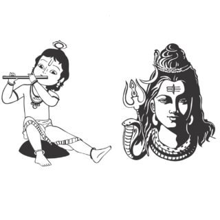 Krishna and Shiva wall sticker